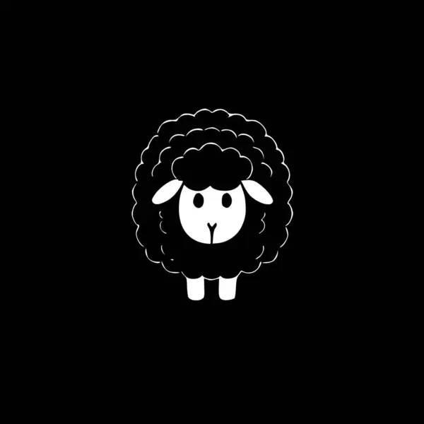 Schafe Schwarz Weiß Ikone Vektorillustration — Stockvektor