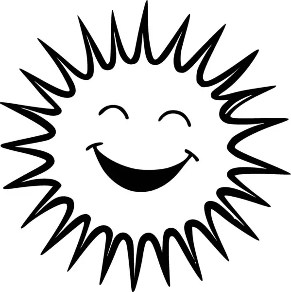 Ήλιος Ασπρόμαυρη Διανυσματική Απεικόνιση — Διανυσματικό Αρχείο