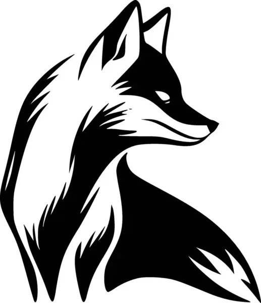 Fox Ilustración Vectorial Blanco Negro — Vector de stock