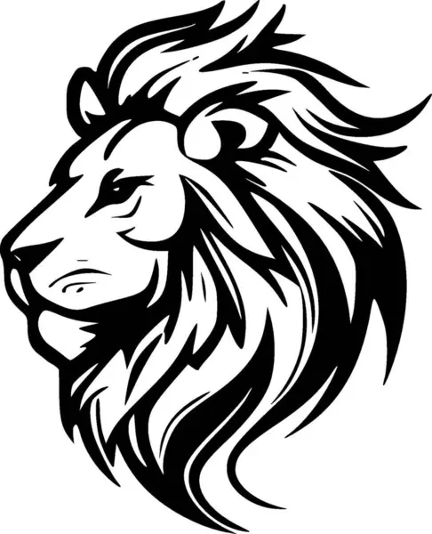 Leeuwengezicht Zwart Wit Vector Illustratie — Stockvector