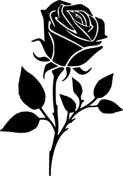 Роза Черно Белая Векторная Иллюстрация — стоковый вектор