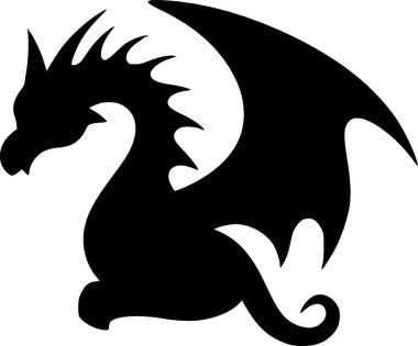 Dragon - black and white isolated icon - vector illustration clipart