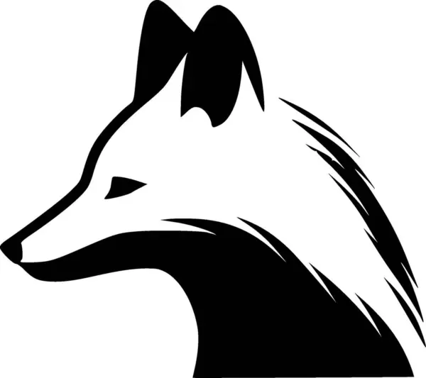 北极狐狸 黑白隔离图标 矢量图解 — 图库矢量图片