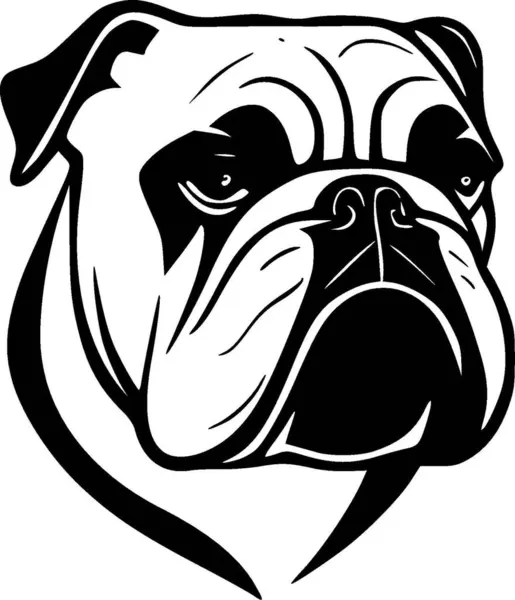 Bulldog Ilustrasi Vektor Hitam Dan Putih - Stok Vektor
