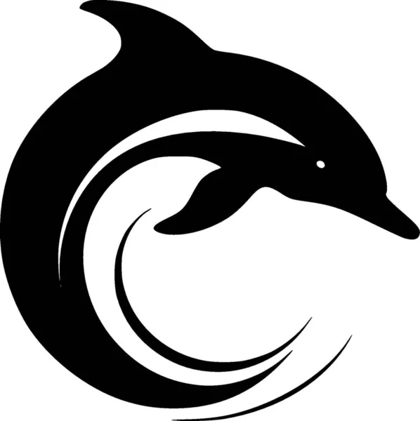 Дельфин Минималистский Плоский Логотип Векторная Иллюстрация — стоковый вектор