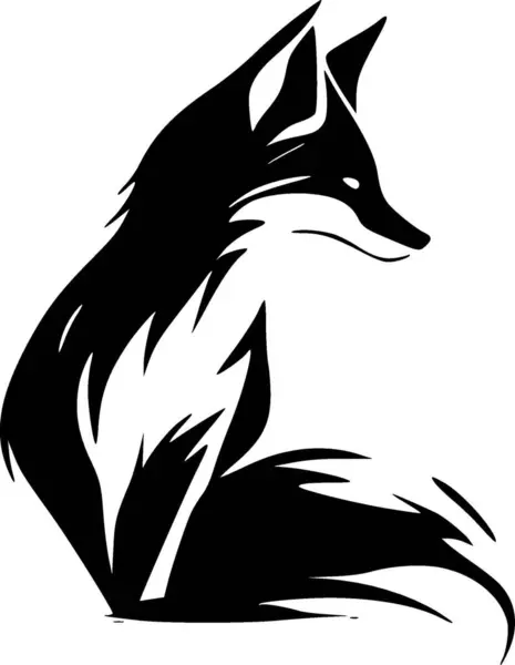 Fox Черно Белая Векторная Иллюстрация — стоковый вектор