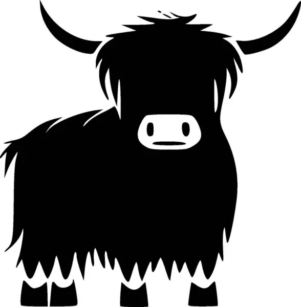 Highland Lehmä Minimalistinen Yksinkertainen Siluetti Vektori Kuva — vektorikuva
