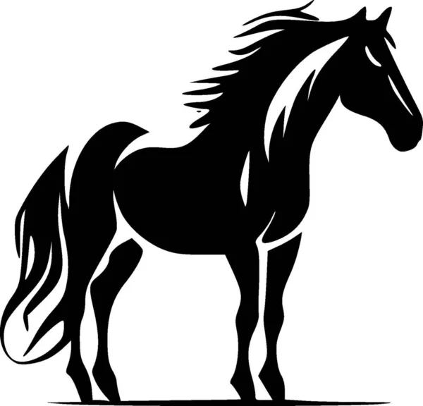 Kůň Černá Bílá Izolovaná Ikona Vektorová Ilustrace — Stockový vektor