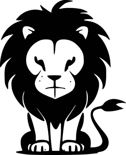 Löwe Schwarz Weißes Icon Vektorillustration — Stockvektor