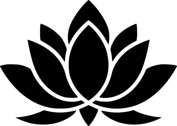 Lotus Kukka Musta Valkoinen Vektori Kuva — vektorikuva