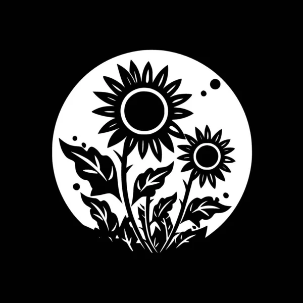 Çiçekler Minimalist Düz Logo Vektör Illüstrasyonu — Stok Vektör