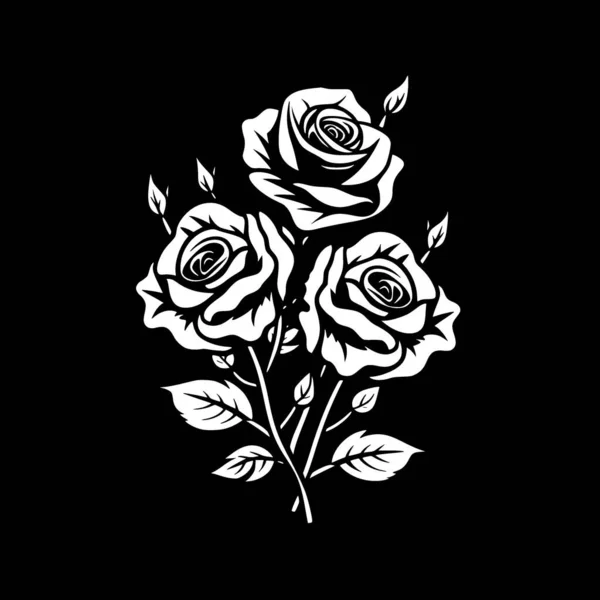 Rosas Ilustración Vectorial Blanco Negro — Vector de stock