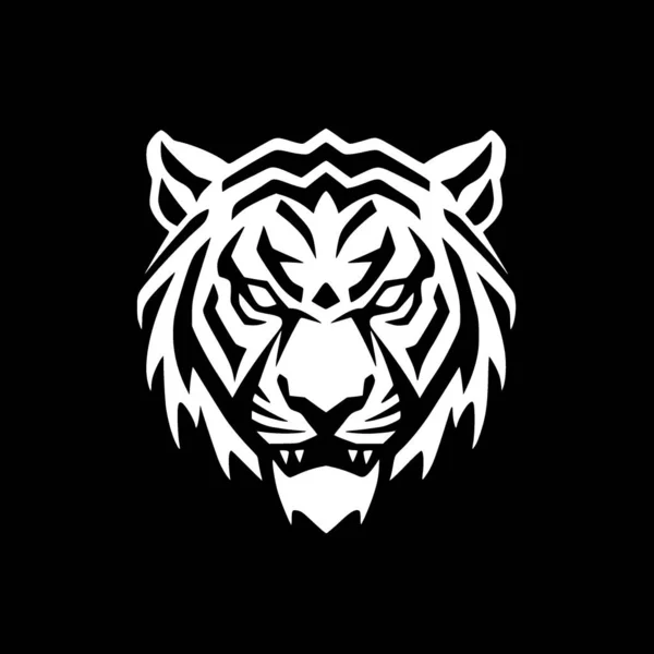 Tiger Sort Hvidt Isoleret Ikon Vektorillustration – Stock-vektor