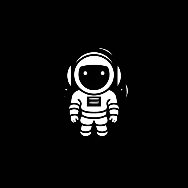 Astronauta Icono Aislado Blanco Negro Ilustración Vectorial — Archivo Imágenes Vectoriales