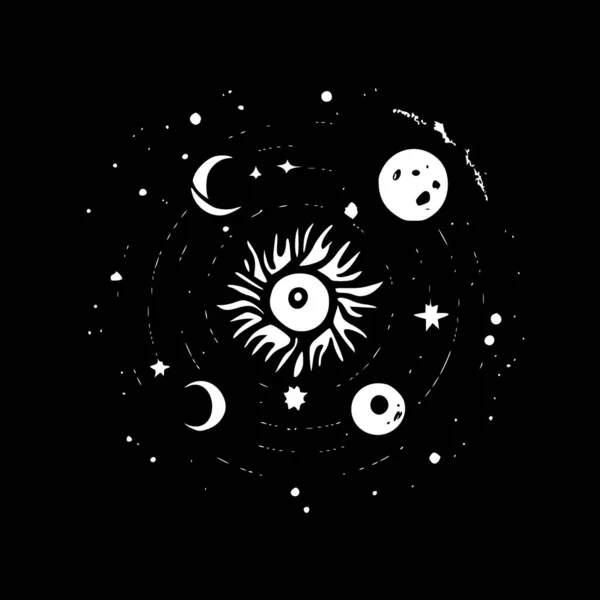 Celestial Black White Vector Illustration — Stock Vector