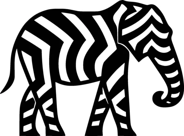 Слон Черно Белый Изолированный Значок Векторная Иллюстрация — стоковый вектор