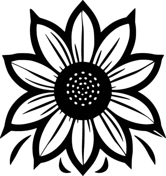 Fleur Icône Isolée Noir Blanc Illustration Vectorielle — Image vectorielle
