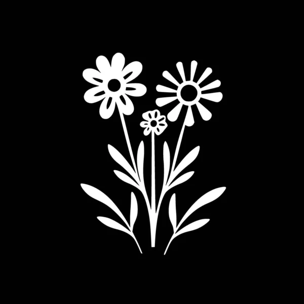 Fleurs Silhouette Minimaliste Simple Illustration Vectorielle — Image vectorielle