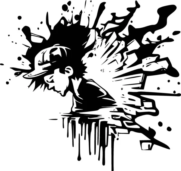 Graffiti Illustration Vectorielle Noir Blanc — Image vectorielle