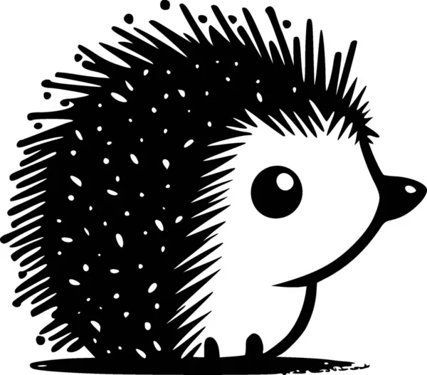 Hedgehog Illustration Sort Hvid Vektor – Stock-vektor