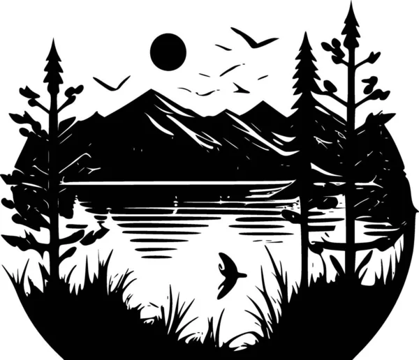Lake Minimalistisk Fladt Logo Vektorillustration – Stock-vektor