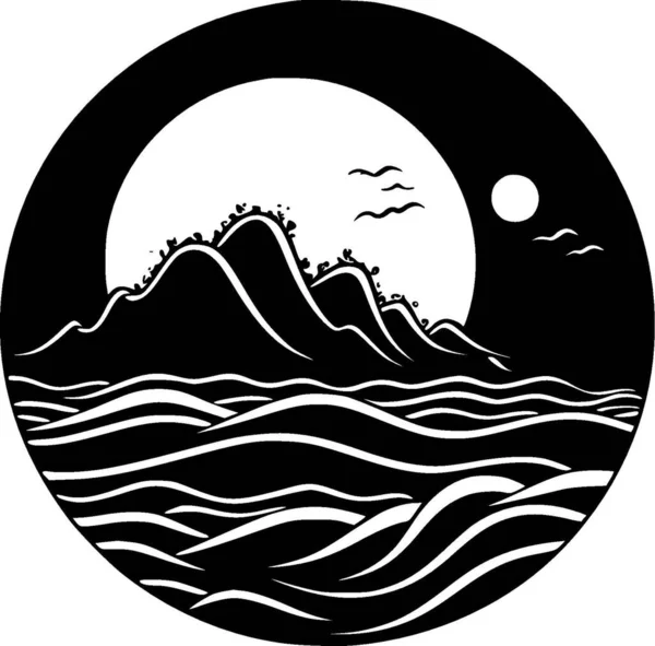 Oceano Logotipo Minimalista Plano Ilustração Vetorial — Vetor de Stock