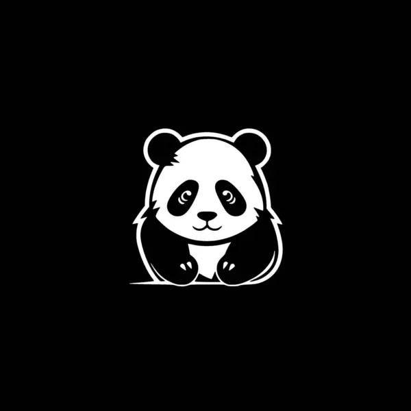 Panda Icona Isolata Bianco Nero Illustrazione Vettoriale — Vettoriale Stock