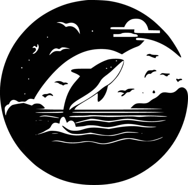 Sea Black White Isolated Icon Vector Illustration — Stock Vector