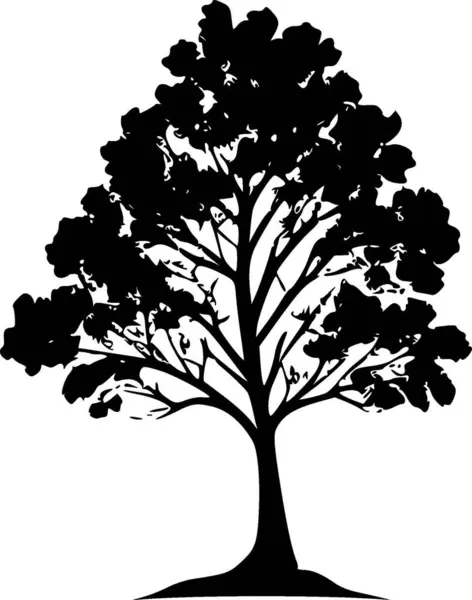 Árvore Silhueta Minimalista Simples Ilustração Vetorial — Vetor de Stock