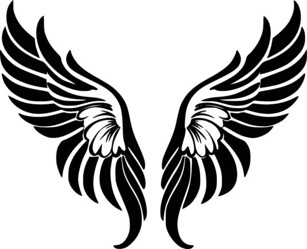 Angel Wings Black White Isolated Icon Vector Illustration — Stock Vector