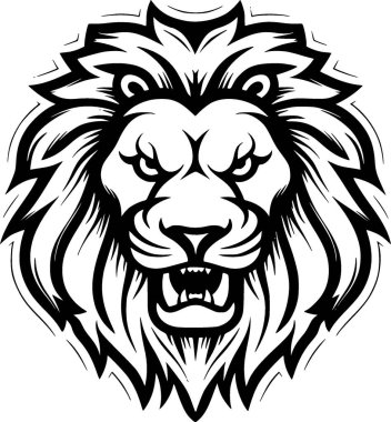 Lion - black and white vector illustration clipart