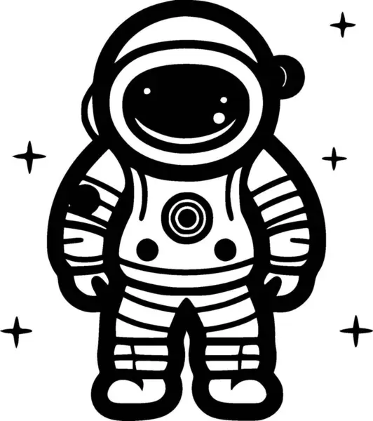 Astronaut Black White Isolated Icon Vector Illustration — Stock Vector