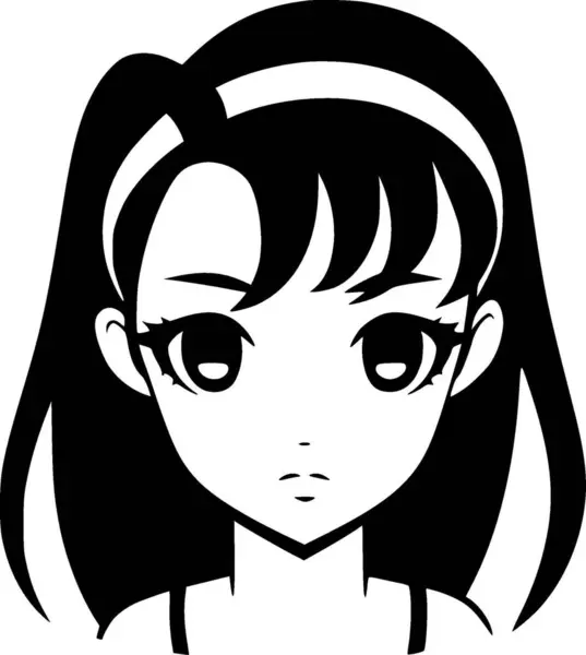 Anime Minimalist Düz Logo Vektör Illüstrasyonu — Stok Vektör