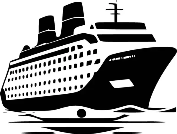Κρουαζιερόπλοιο Μινιμαλιστικό Και Επίπεδο Λογότυπο Διανυσματική Απεικόνιση — Διανυσματικό Αρχείο