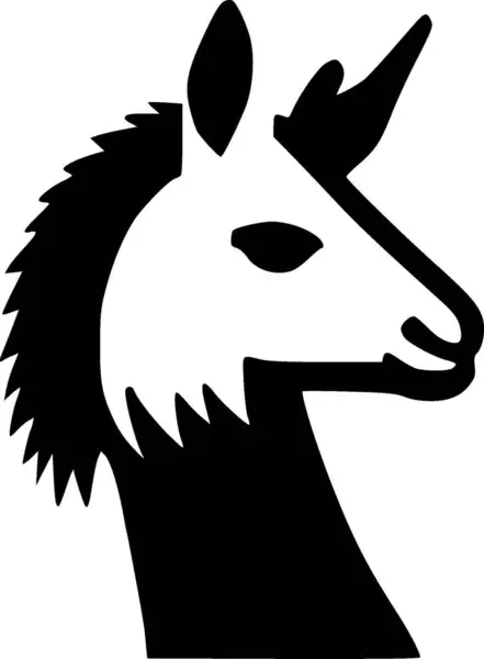 Llama Logo Minimalis Dan Datar Ilustrasi Vektor - Stok Vektor