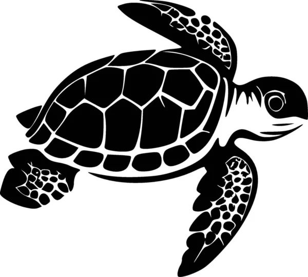Θαλάσσια Χελώνα Ασπρόμαυρη Διανυσματική Απεικόνιση — Διανυσματικό Αρχείο