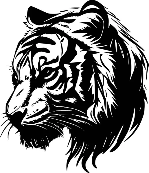 Tiikeri Musta Valkoinen Eristetty Kuvake Vektorikuvaus — vektorikuva
