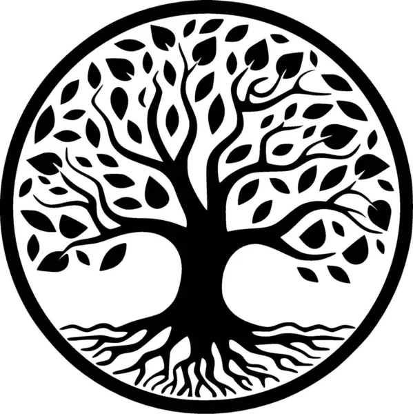 Drzewo Czarno Białe Ilustracja Wektor — Wektor stockowy