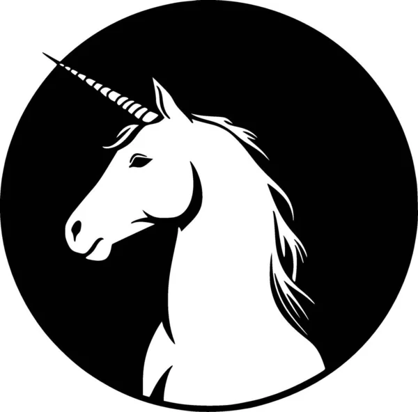 Unicorn Icoană Izolată Alb Negru Ilustrație Vectorială — Vector de stoc