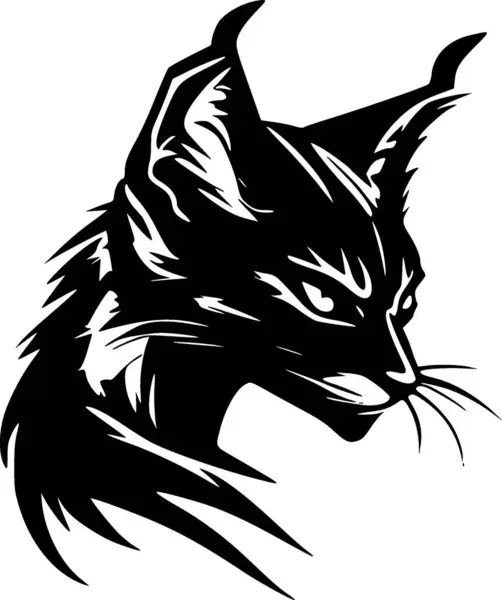 Wildcat Ícone Isolado Preto Branco Ilustração Vetorial — Vetor de Stock