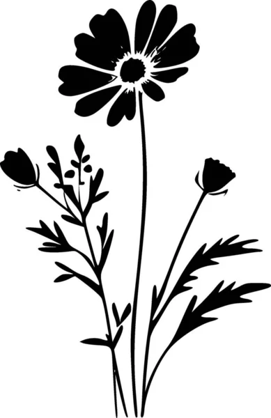 Fleurs Sauvages Logo Plat Minimaliste Illustration Vectorielle — Image vectorielle