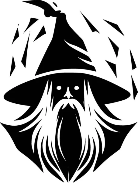 Wizard Minimalistisk Och Platt Logotyp Vektor Illustration — Stock vektor