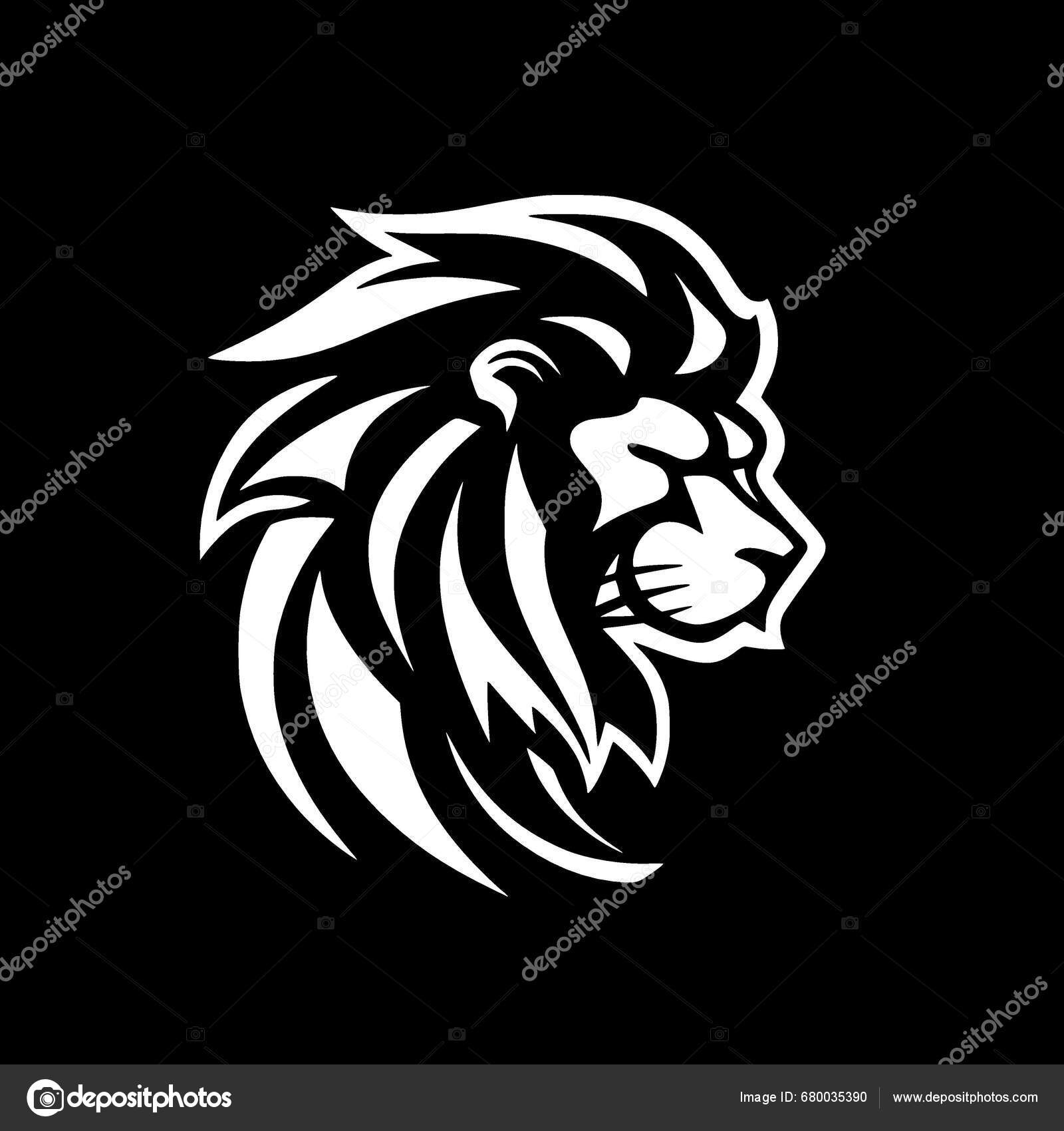 Lion Black White Vector Illustration Stock Vector by ©CreativeOasis