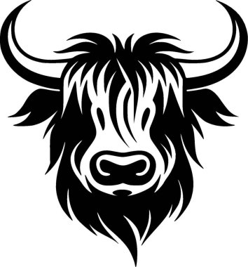 Highland cow - minimalist and simple silhouette - vector illustration clipart
