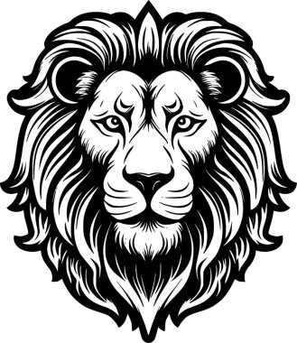 Lion - black and white vector illustration clipart