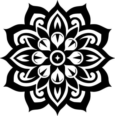 Mandala - minimalist ve düz logo - vektör illüstrasyonu