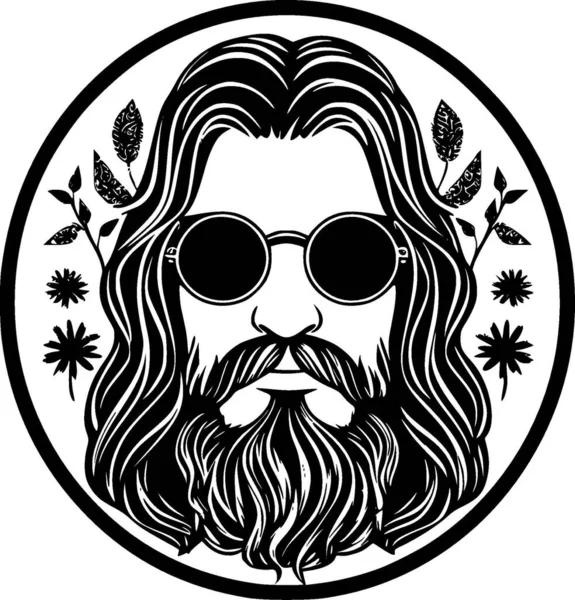 stock vector Hippie - black and white vector illustration