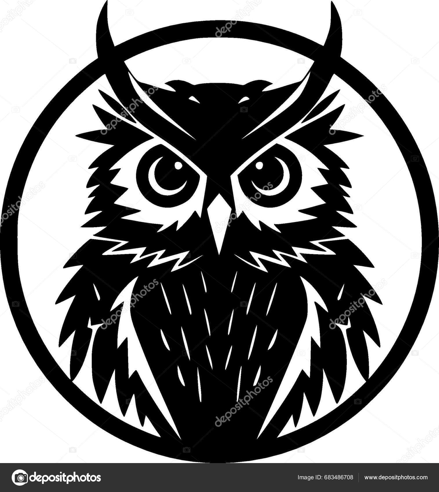 Owl Black White Vector Illustration Stock Vector by ©CreativeOasis