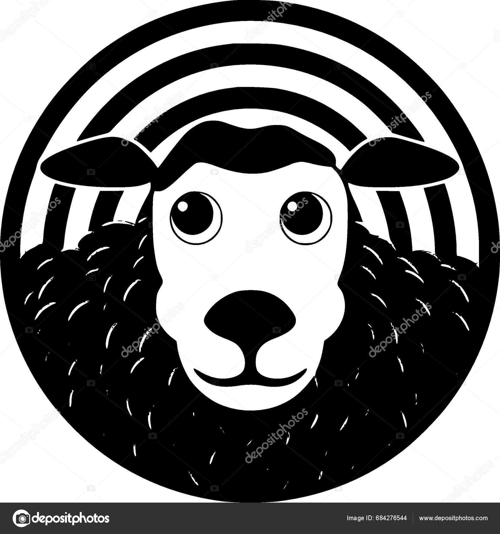 Sheep Black White Vector Illustration Stock Vector by ©CreativeOasis