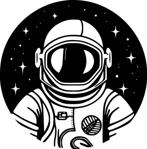 Astronaut Černá Bílá Izolovaná Ikona Vektorová Ilustrace — Stockový vektor
